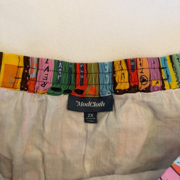 ModCloth Bookshelf Print A-line Skirt Womens 2X Retro Pockets Multicolor - Picture 7 of 10